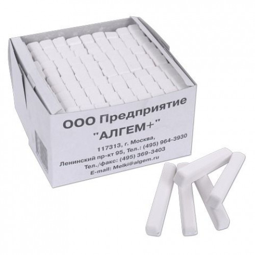 Мел АЛГЕМ школьный белый штучный (100 шт./уп.) МШБ 100 /100шт в уп/